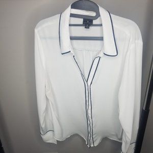 White with Black Button Down Long Sleeve Shirt